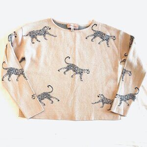 Philosophy cropped leopard design sweater Women's Medium cream crew neck boxy